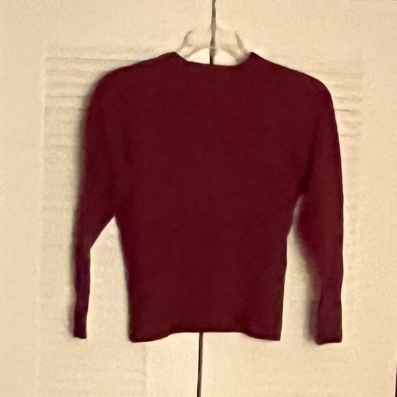 100% Italian Merino Wool Burgundy Long Sleeve Sweater By Sarah Spencer* - Picture 7 of 8